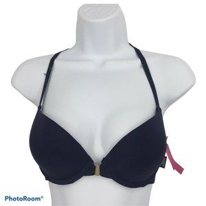 Vince Camuto Navy Push Up Cup Bra Front Closure